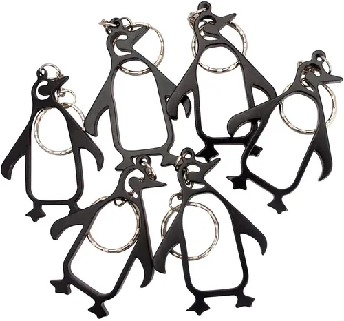 Vista 3 de SWATOM Llavero de abrebotellas de pingüino, herramienta para abrebotellas de cerveza, accesorios para llavero