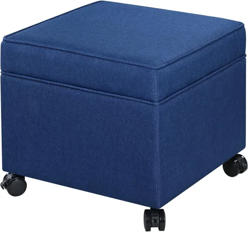 Vista 25 de Adeco Otomán Cubo de Piel Sintética Blanca de 18 Pulgadas de Alto con Almacenamiento, Taburetes Reposapiés de Silla de Terciopelo en Relieve 3D