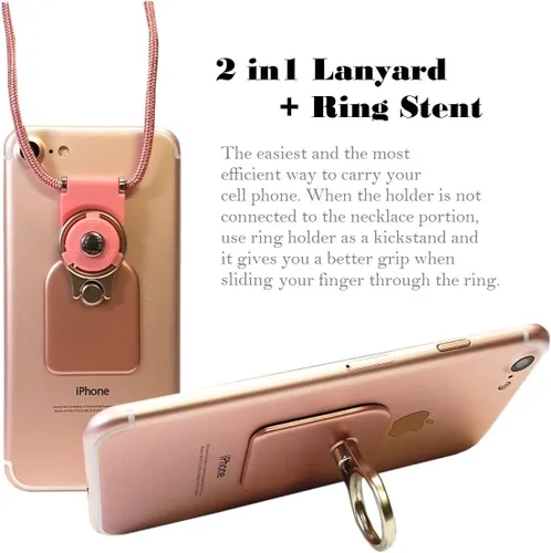 Vista 3 de Funda universal 2 en 1 con cordón y adhesivo para tarjeta de crédito, correa para el cuello para teléfono celular, correa adhesiva en el bolsillo