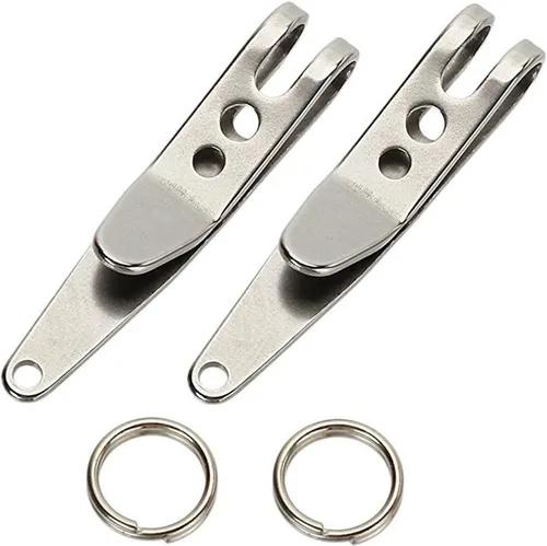 Vista 3 de 20 unids Clip de suspensión Llavero de acero inoxidable Clip de bolsillo Soporte portátil EDC Quickdraw Herramienta