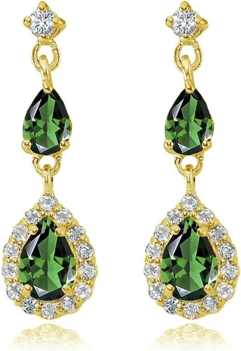 Vista 4 de Aretes colgantes de plata de ley auténtica, creados o simulados con forma de lágrima para mujer