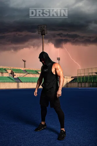 Vista 2 de DRSKIN 2 or 1 Pack Men's Hooded Tank Tops Bodybuilding Muscle Cut Off T Shirt Sleeveless Gym Training Hoodies Workout Dry