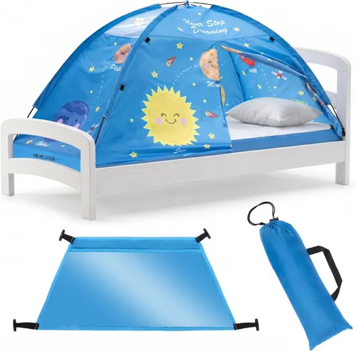 Vista 14 de Tienda de campaña de cama individual con diseño de animales para niños - Tiendas de ensueño mágicas para niños, toldo emergente para cama de niña
