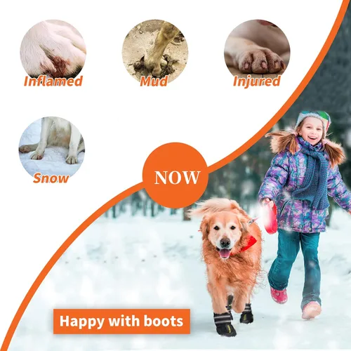 Vista 5 de DcOaGt Zapatos para perros de tamaño pequeño, botas antideslizantes Negro
