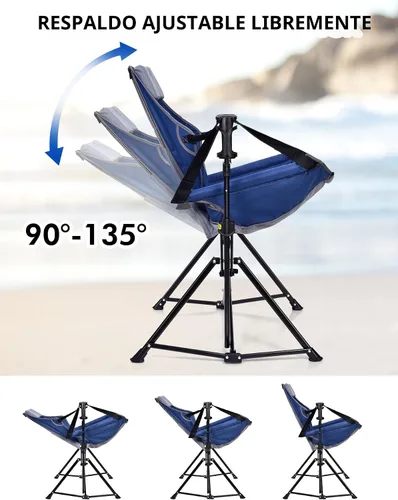Vista 3 de [Usado] Docusvect Silla de Camping en Forma de Hamaca - Silla de Hamaca Portátil de 3 Alturas para Camping con Respaldo Ajustable, Reposacabezas