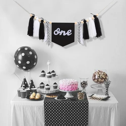 Vista 3 de Cartel de primer cumpleaños con borlas para silla de bebé, pancarta de un cumpleaños con borlas, pancarta para silla de bebé, suministros de fiesta