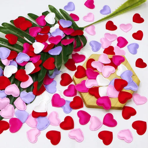 Vista 2 de 400 piezas de decoración de confeti de mesa de corazón para el día de San Valentín, pétalos de esponja en forma de corazón, decoración romántica