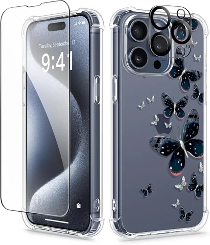 Vista 167 de GVIEWIN - Funda para iPhone 11 con protector de pantalla + protector de lente de cámara, cubierta protectora transparente suave de poliuretano