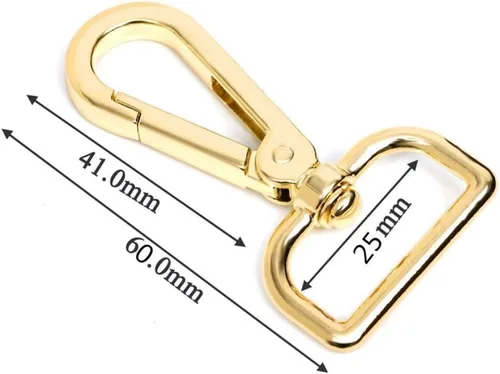 Vista 2 de 10 cierres giratorios de 1 pulgada con anillo en D de langosta para correa, cordón de puerta de empuje, clips de gancho giratorio a presión (dorado)