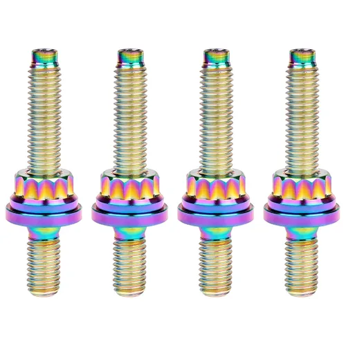 Vista 18 de Tornillo de titanio M8 M10x45 54 55 2.559 in paso 1.25 Kit de pernos de escape automotriz Kit tornillos, tuercas y arandelas Kit de 4 piezas