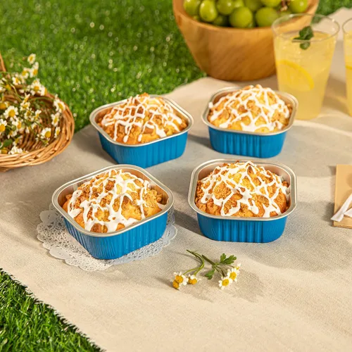 Vista 11 de Restaurantware - Moldes desechables, paquete de 100 tazas cuadradas de aluminio para hornear de 10 onzas - Las tapas se venden por separado, listas
