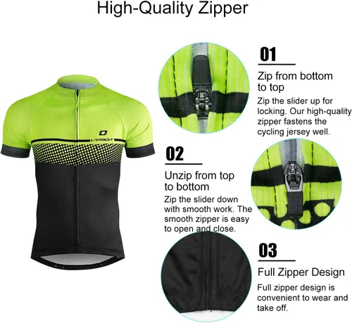 Vista 4 de LAMEDA Cycling Jersey Mens Short Sleeves Mountain Bike with Pockets Green