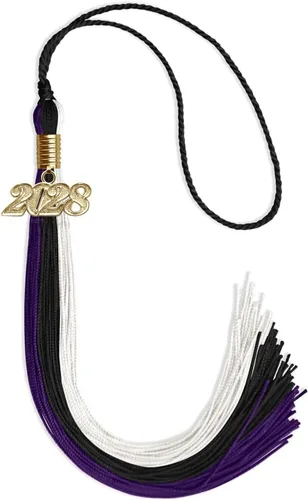 Vista 175 de Endea - Borla de graduación de triple color con gota de fecha dorada (negro/dorado/granate, 2020)