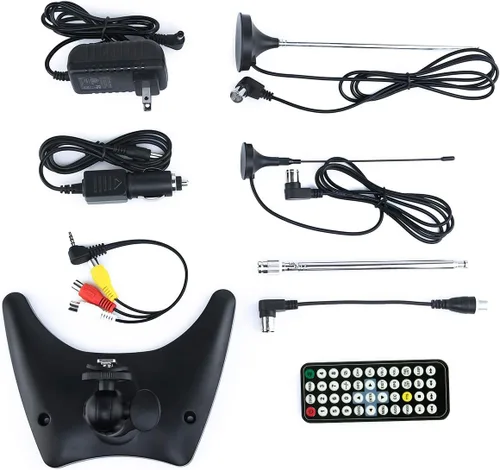 Vista 6 de Tyler 9" 1080p TV LCD portátil con monitor, batería recargable, capacidad inalámbrica, HD-TV, USB, tarjeta SD, AC/DC, control remoto, soporte