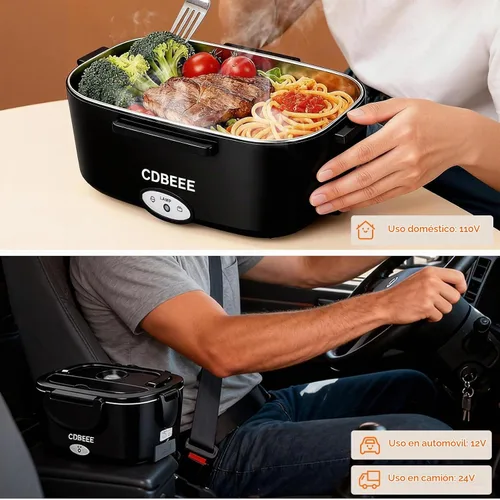 Vista 5 de Fiambrera eléctrica, calentador de alimentos portátil 1.5L para Negro
