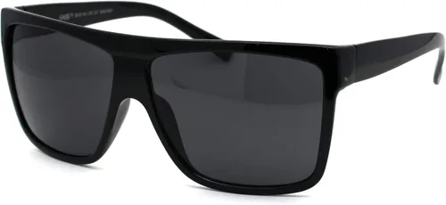 Vista 2 de SA106 Todas las gafas de sol rectangulares de gran tamaño con parte superior plana Limo negra, Negro