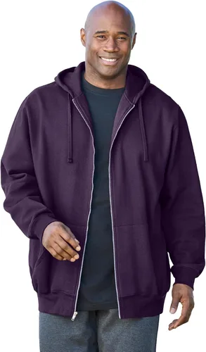 Vista 11 de KingSize - Chaqueta de forro polar con capucha y cremallera frontal para hombre Negro