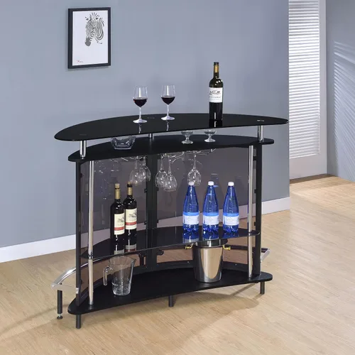 Vista 12 de Coaster Home Furnishings - Amarillo - Vidrio - Armario de vino independiente con marco de metal curvado y almacenamiento - Comedor y bar en casa