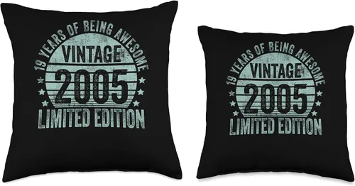 Vista 3 de Retro 19th Birthday Gifts Girls Boys Throw Pillow