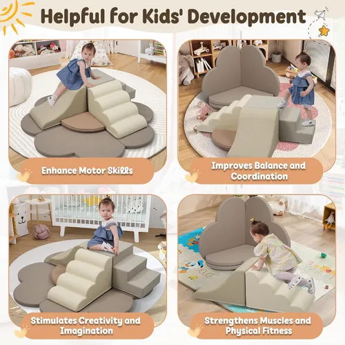 Vista 3 de Merax - Juguetes de escalada de interior para niños pequeños, 6 piezas de bloques de escalada de espuma suave Set de juego suave Climb & Slide