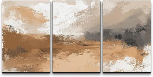 Vista 162 de wall26 Lienzo enmarcado para pared, juego de arte con trazos de pintura roja y naranja vibrante, paisaje, formas abstractas, ilustraciones, arte