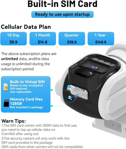Vista 6 de Cámara de Seguridad Celular Solar 4G LTE Inalámbrica para Exteriores, Cámara Solar Alimentada sin WiFi con Tarjeta SIM Integrada y Plan de Datos