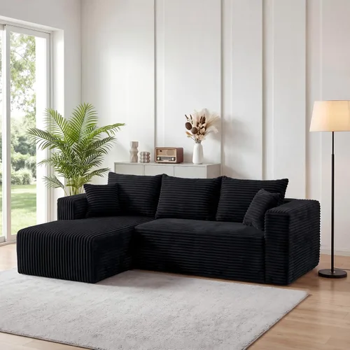 Vista 23 de Sofá modular deshuesado de 118 pulgadas con diván y otomano de pana de gran tamaño en forma de U, sofá de nube para asiento profundo para sala