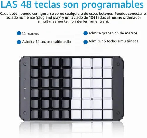 Vista 2 de Teclado mecánico para juegos Koolertron con una mano