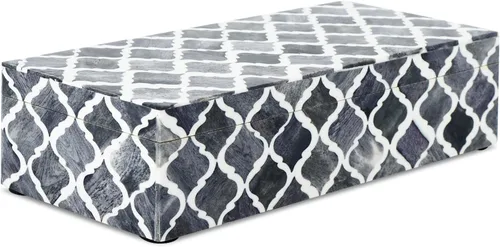 Vista 14 de Handicrafts Home Organizador para joyas y caja de almacenamiento, cajas decorativas para mujer y chicas, para envoltura, estampado de cheurón blanco