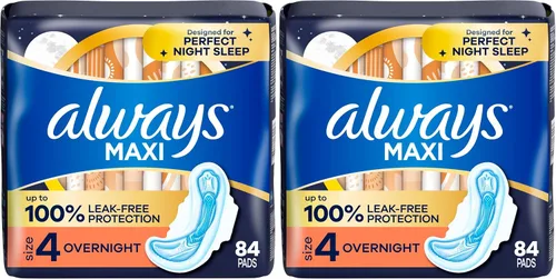 Vista 12 de Always Maxi - Almohadillas femeninas para mujer, talla 4, absorción nocturna, con alas, sin perfume, 26