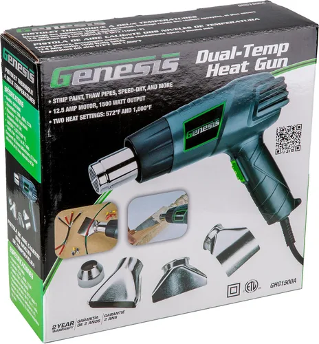 Vista 6 de Kit de pistola térmica Genesis GHG1500A de doble temperatura con ajustes de calor rápido alto y bajo 572F/1000F, boquilla de reducción de aire