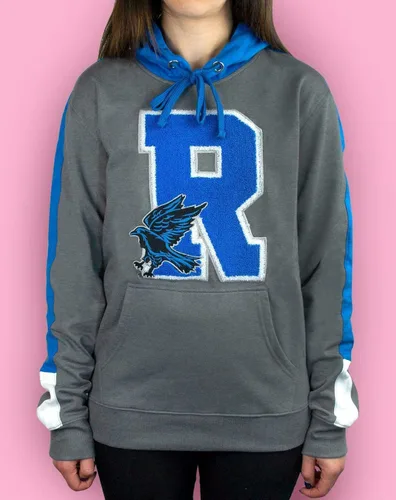 Vista 2 de Harry Potter Hogwarts Ravenclaw R Patch Logo Premium HoodyHoodie Black