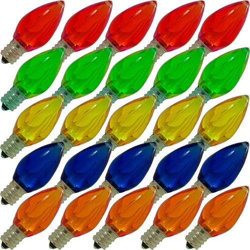 Vista 16 de EST. LEE DISPLAY L D 1902 Bombillas LED de Navidad C7 C9 estilo candelabro estable caja de repuesto de 25 (C7, azul sólido)