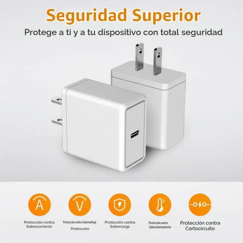 Vista 5 de Paquete de 2 cargadores rápidos USB C de 30 W con cable de carga tipo C