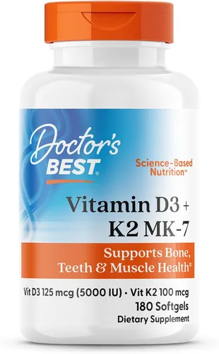 Vista 7 de Doctor's Best Suplemento de vitamina D3 y K2 para hombres y mujeres – Vitamina D3 5000 UI + K2 como MK-7, apoyo a la salud ósea, sin gluten, sin