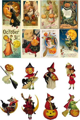 Vista 8 de Decoupage - Paquete de papel (35 hojas de 6 x 8 pulgadas), elegante hechicería de Halloween, brujas elegantes, gatos negros y fantasmas juguetones