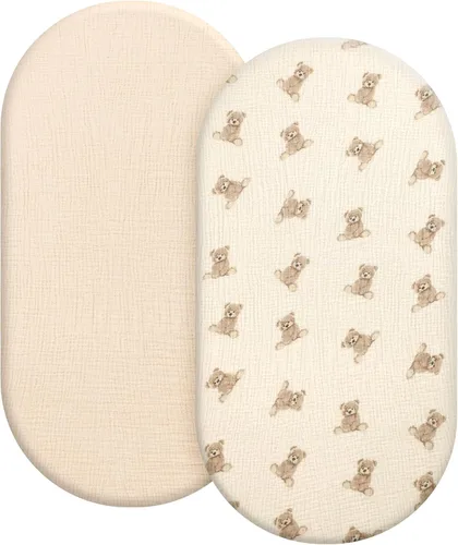 Vista 18 de Sábanas orgánicas para cuna de bebé de 33 x 17 pulgadas, 100% algodón de muselina para bebé, niña, niño, funda de colchón ajustable suave compatible