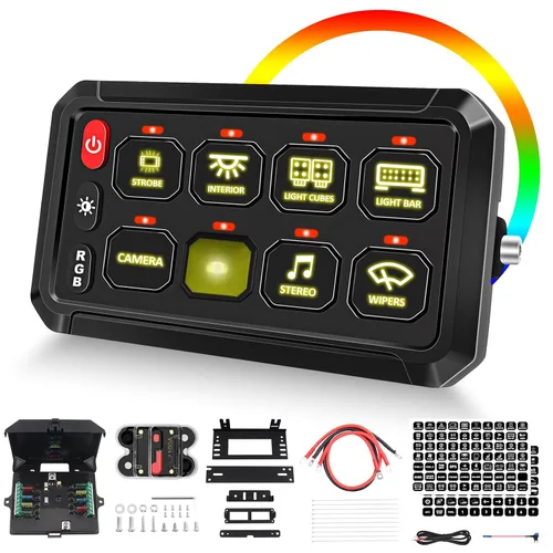 Vista 13 de Chelhead Panel de interruptor Bluetooth de 6 bandas, panel de interruptor de barco con disyuntor IP 65, impermeable, estroboscópico de flash