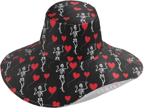 Vista 9 de MNSRUU Wide Brim Hats Skull Sun Hat Packable Sun Visors Floppy Summer Beach Hat for UV Protection