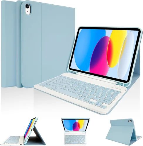 Vista 24 de LAMA Funda con Teclado Touchpad para iPad (A16) 11ª generación 2025/10ª generación 2022, funda tipo folio con soporte para lápiz, trackpad
