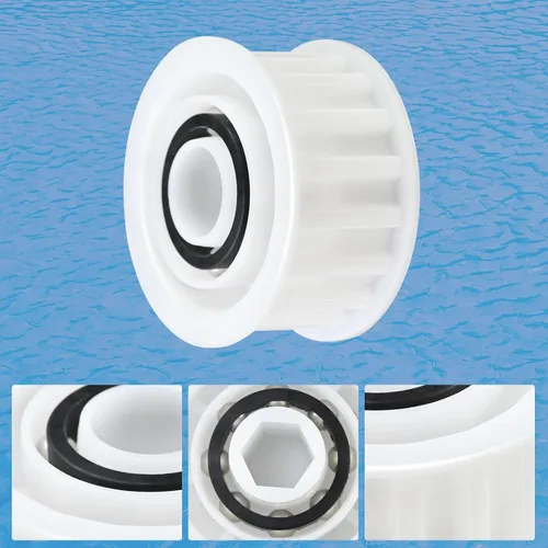 Vista 7 de 3884997-R6 4 ruedas guía y 2 engranajes de polea compatibles con Maytronics 4 ruedas guía con 2 engranajes de polea para Nautilus CC