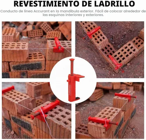 Vista 4 de Herramientas de fontanero de revestimiento de ladrillo 2PCS Herramienta de medición de nivelación de ladrillos para construcción de edificios (rojo)