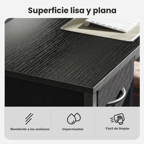 Vista 9 de SUPERJARE Escritorio para juegos en forma de L de 47 pulgadas con luces LED y tomas de corriente, escritorio reversible para computadora con Negro
