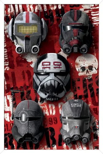 Vista 12 de Trends International Star Wars: The Bad Batch - Póster de pared de cascos, 22.4 pulgadas de largo x 14.7 pulgadas, versión enmarcada en madera