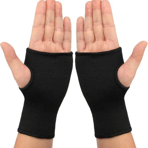Vista 7 de Muñequera de soporte para la palma, muñequera de uso diario, túnel carpiano de compresión para aliviar el dolor de muñeca, guantes de fitness, Negro