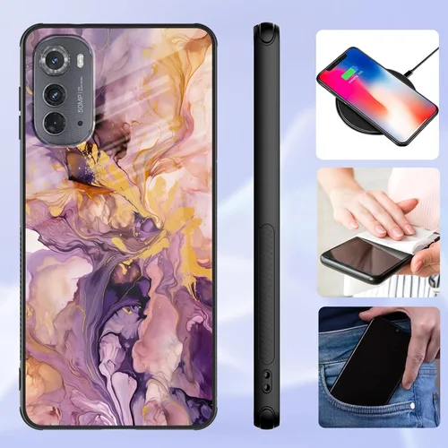 Vista 158 de Funda para Motorola Moto Edge 2022, cubierta trasera de vidrio templado con protector de pantalla, funda protectora a prueba de golpes para Motorola