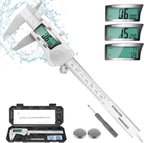 Vista 9 de Calibre Digital, Herramienta de Calibre de 6 Pulgadas con Pantalla LCD Extra Grande, Función de Apagado Automático, Cambio Fácil entre Pulgadas