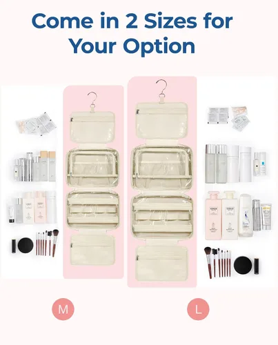 Vista 4 de Bolsa de viaje para artículos de aseo personal BAGSMART con organizador para joyas, bolsa de viaje colgante para artículos de tocador, organizador