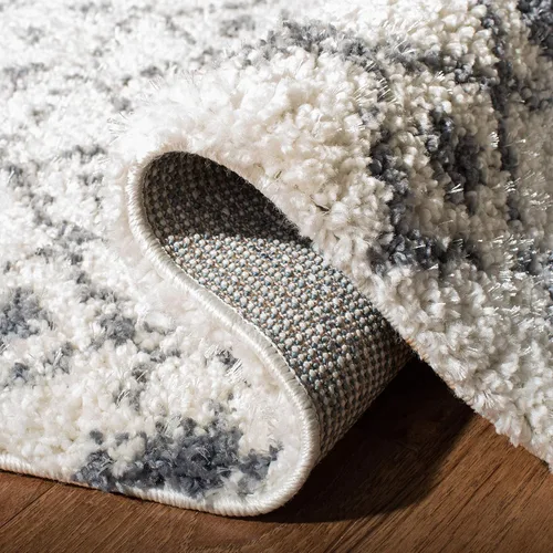 Vista 4 de SAFAVIEH Berber Fringe Shag Collection - Alfombra decorativa de 2 pies 2 pulgadas x 4 pies, color crema y gris oscuro, diseño que no desprende