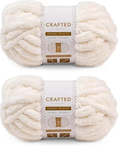Vista 59 de Crafted By Catherine Hilo de Chenille Grueso - Paquete de 2 (8 oz / 227 g, 31.7 Yardas Cada Madeja), Beige, Calibre 7 Jumbo